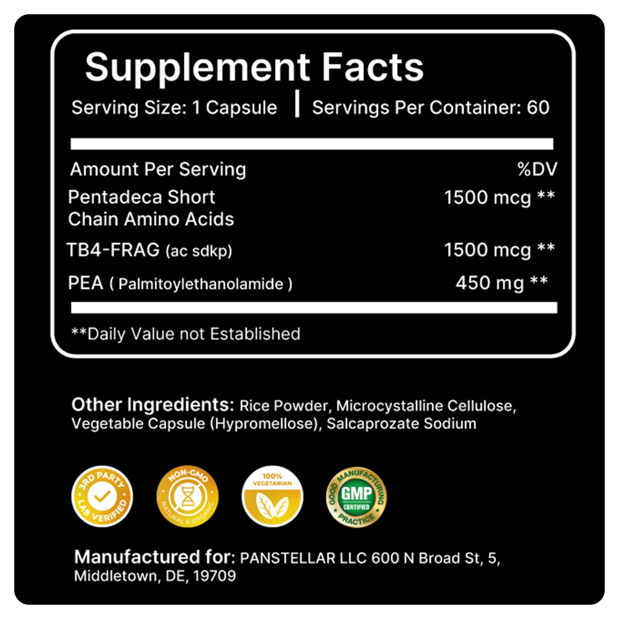 Panstellar Recover 157 Stack ( Pentadeca Amino Acid + TB4-Frag AC-SDKP )