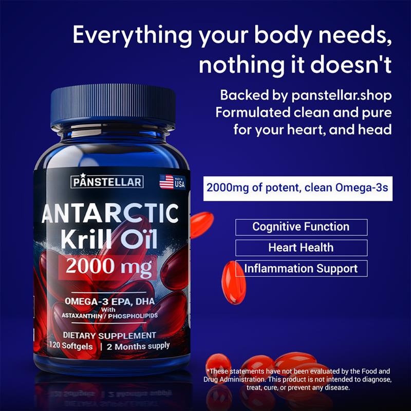 Krill Oil 2000 mg with Omega - 3: EPA & DHA, Astaxanthin and Phospholipids 120 Softgels - Panstellar Shop