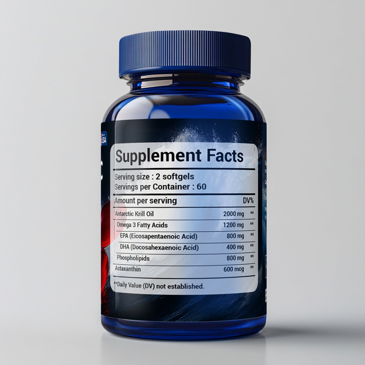 Krill Oil 2000 mg with Omega - 3: EPA & DHA, Astaxanthin and Phospholipids 120 Softgels - Panstellar Shop