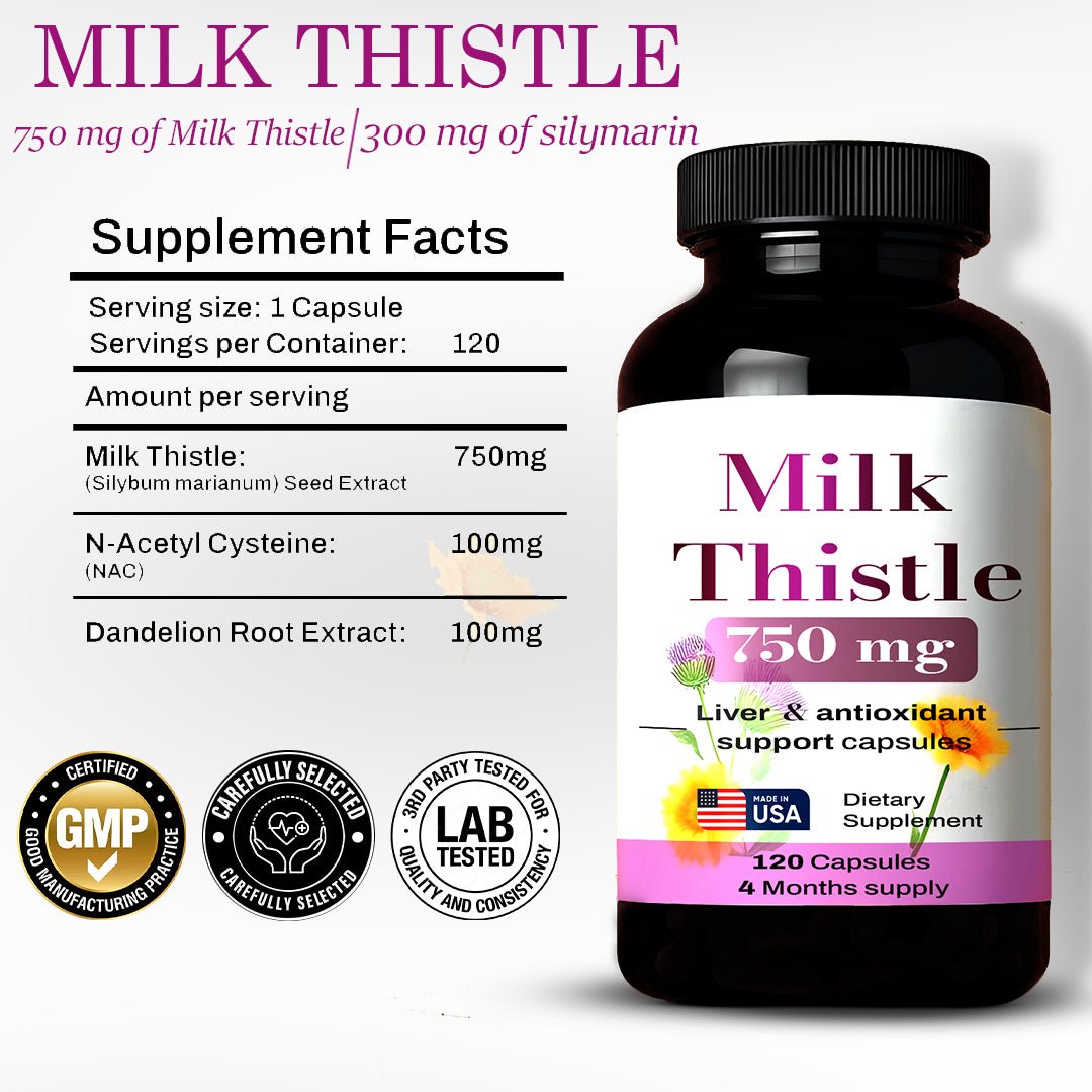 Milk Thistle 750mg supplement - 120 Capsules