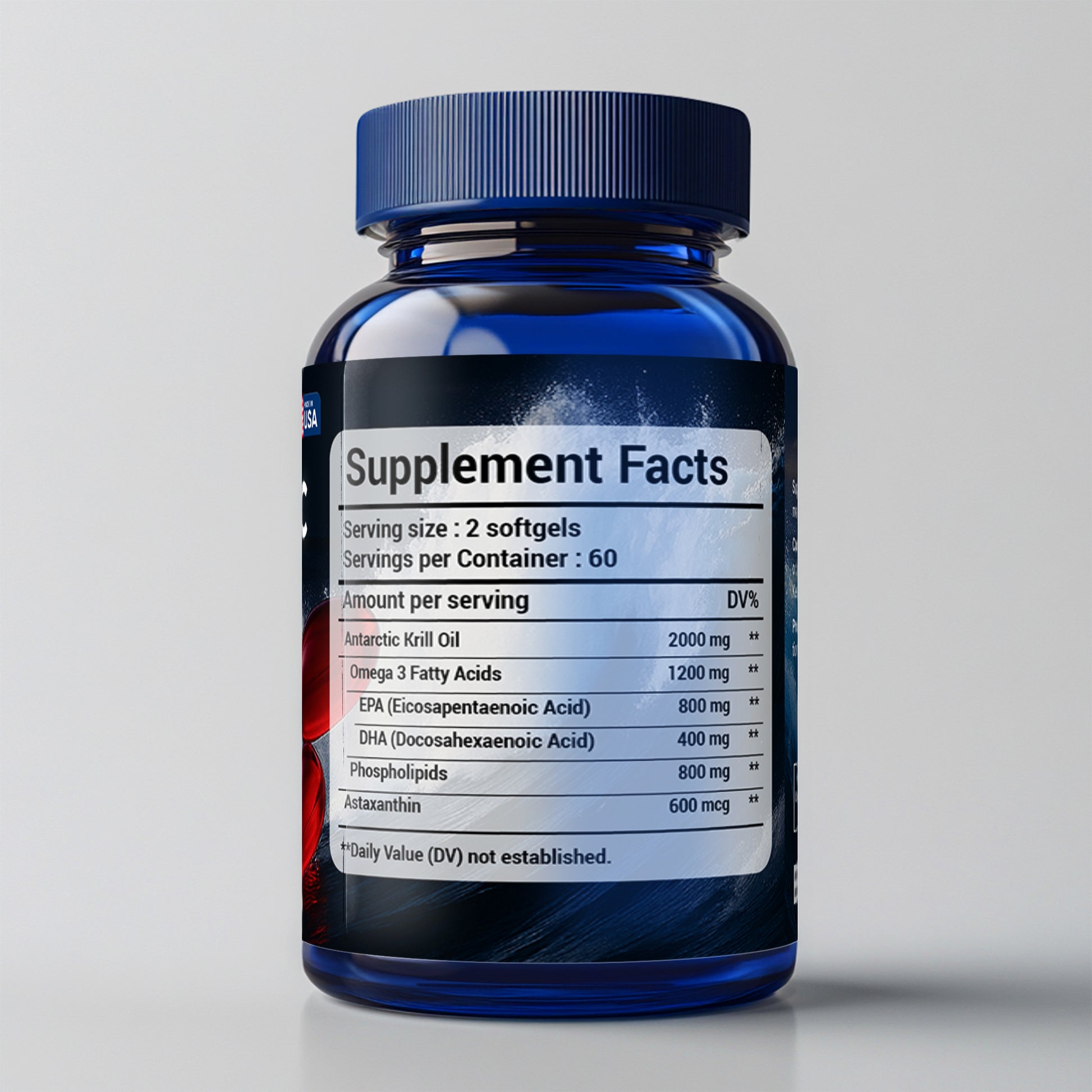Krill Oil 2000 mg with Omega - 3: EPA & DHA, Astaxanthin and Phospholipids 120 Softgels - Panstellar Shop