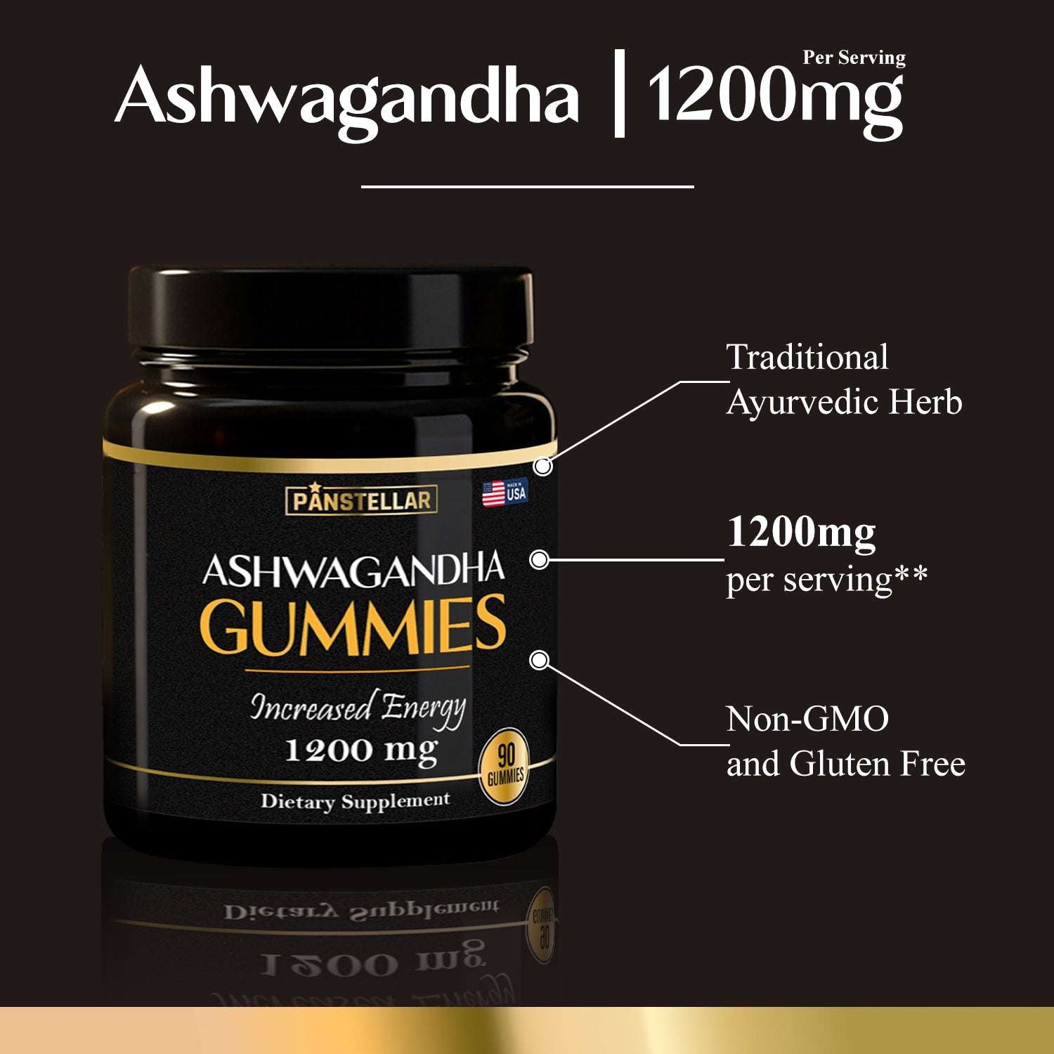 Ashwagandha Gummies 1200mg - 3 Months Supply - Panstellar Shop