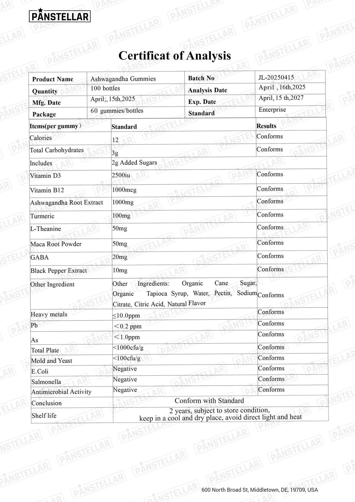 Ashwagandha Gummies 1200mg - 3 Months Supply - Panstellar Shop