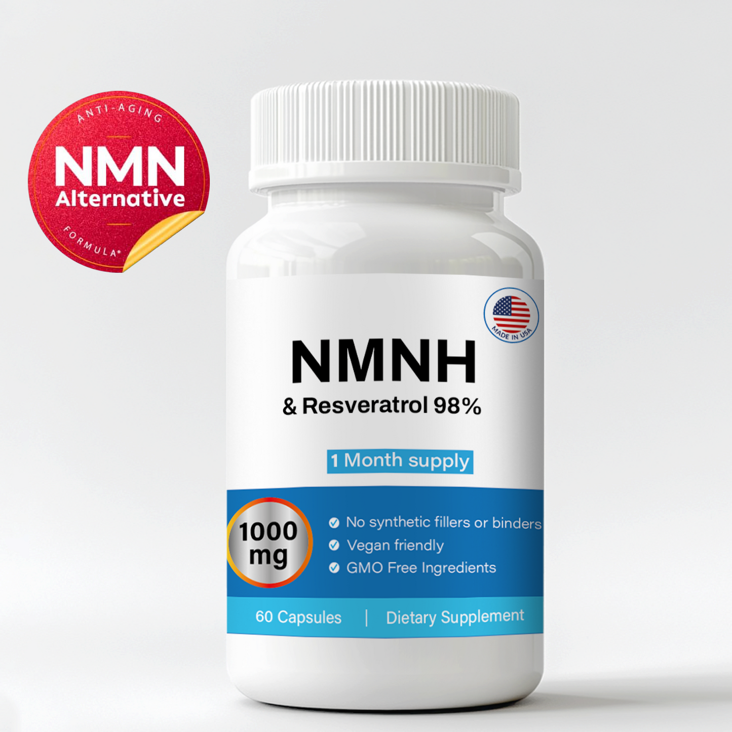 NMNH & Resveratrol 98% – 1000mg (60 Capsules)