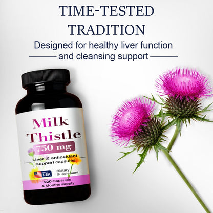 Milk Thistle 750mg supplement - 120 Capsules